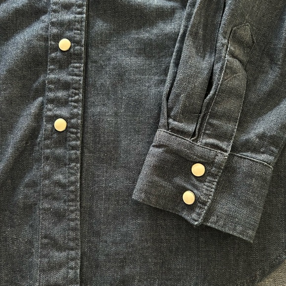 Banana Republic Jeans WESTERN DENIM SHIRT Snap buttons Dark Wash Size Medium - Picture 7 of 9
